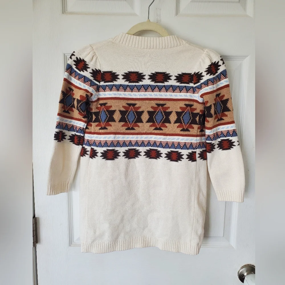 Gymboree Girls Intarsia Fairisle Long Cardigan Montana Mountain White Size 6
